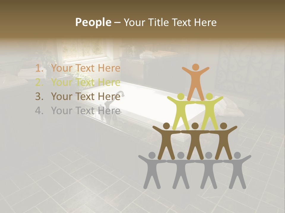 Upscale Bathroom With A Modern Tub And Tile Floor. PowerPoint Template