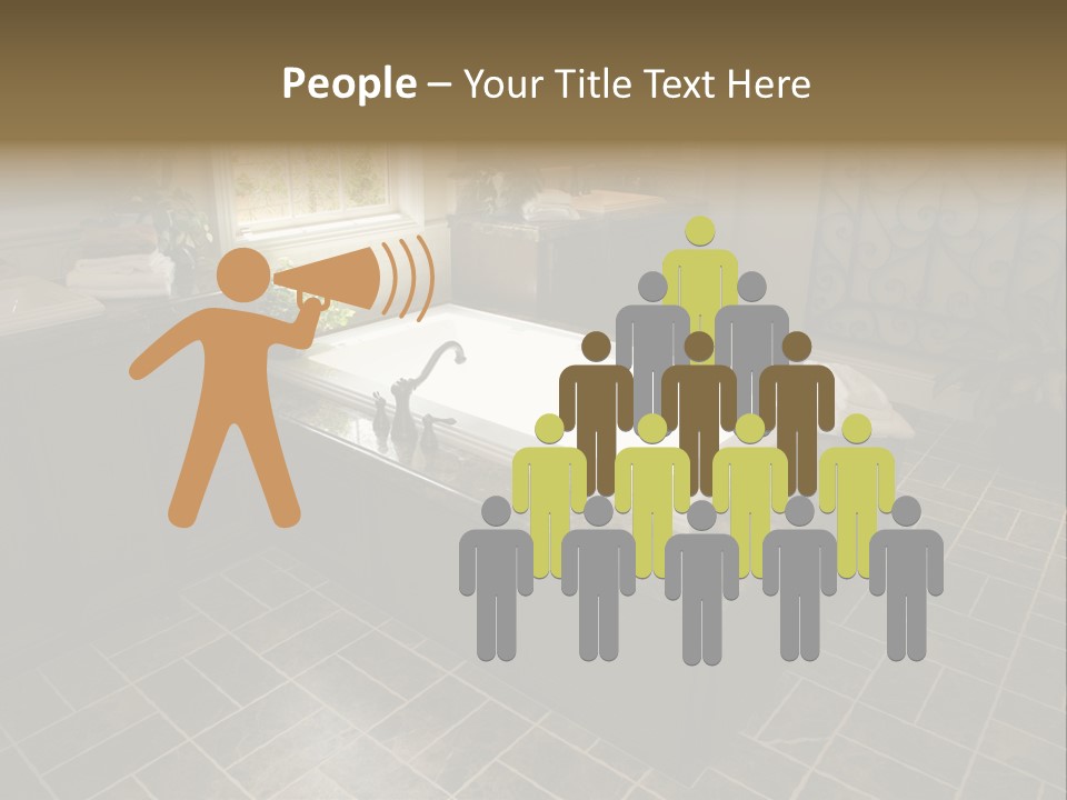 Upscale Bathroom With A Modern Tub And Tile Floor. PowerPoint Template