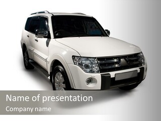 Modern White Outback / Landscape Jeep PowerPoint Template