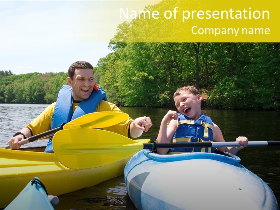 Father And Son Kayaking PowerPoint Template