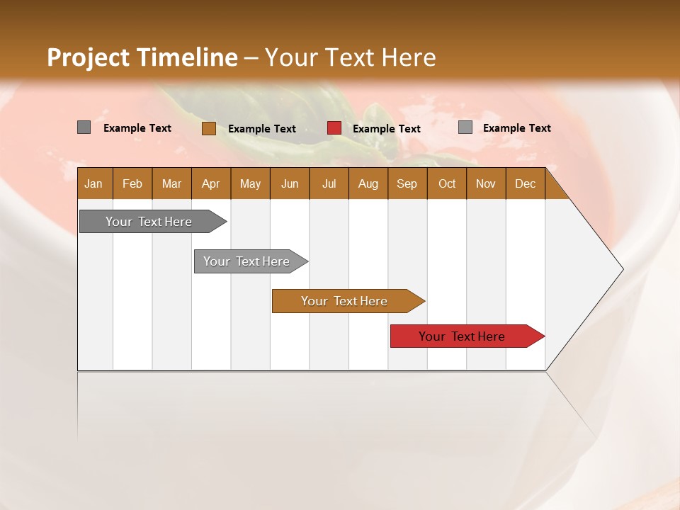 Closeup Of Bowls Of Delicious Tomato Soup Garnished With Cream And Basil Leaves PowerPoint Template