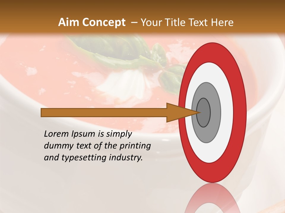 Closeup Of Bowls Of Delicious Tomato Soup Garnished With Cream And Basil Leaves PowerPoint Template