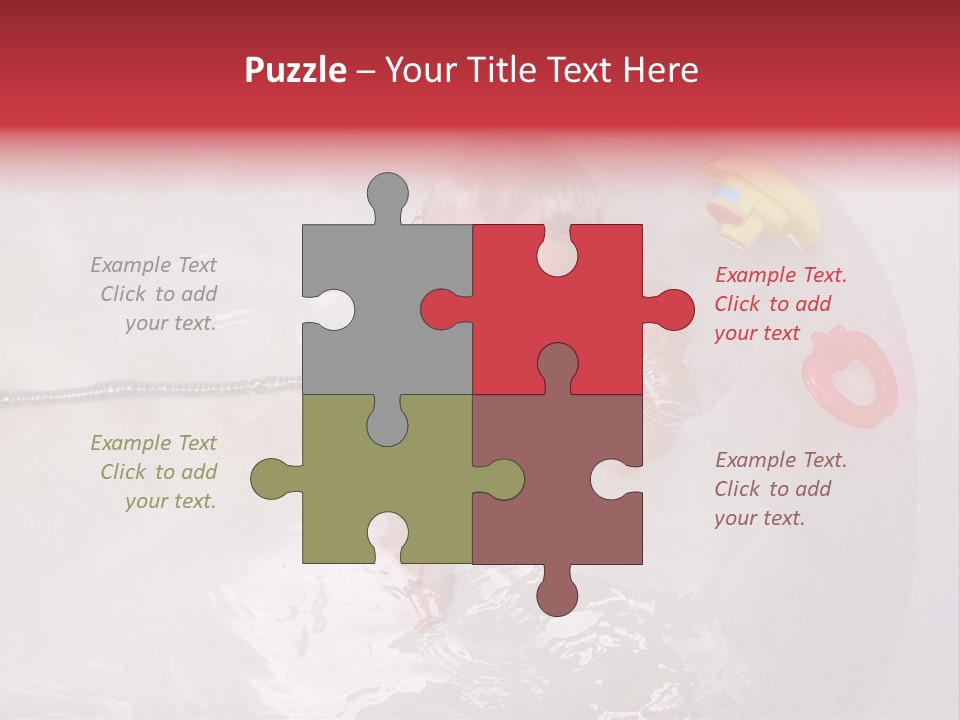 A Baby In A Bathtub With Toys In It PowerPoint Template