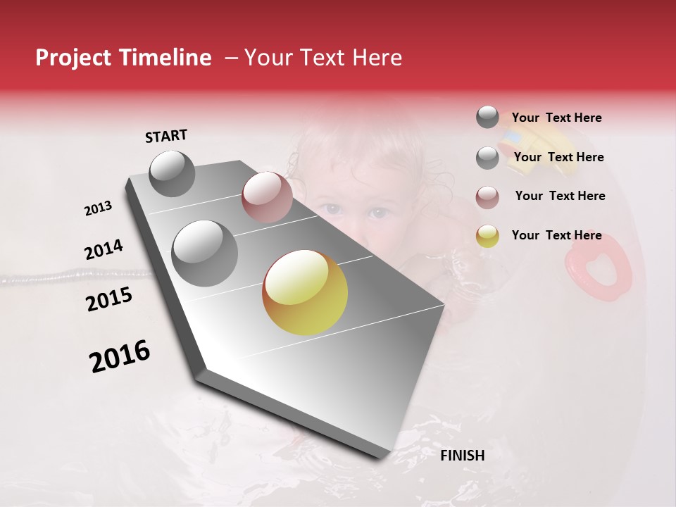 A Baby In A Bathtub With Toys In It PowerPoint Template