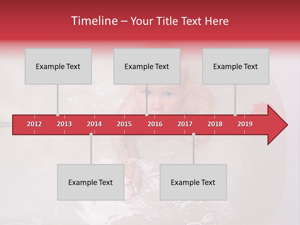 A Baby In A Bathtub With Toys In It PowerPoint Template