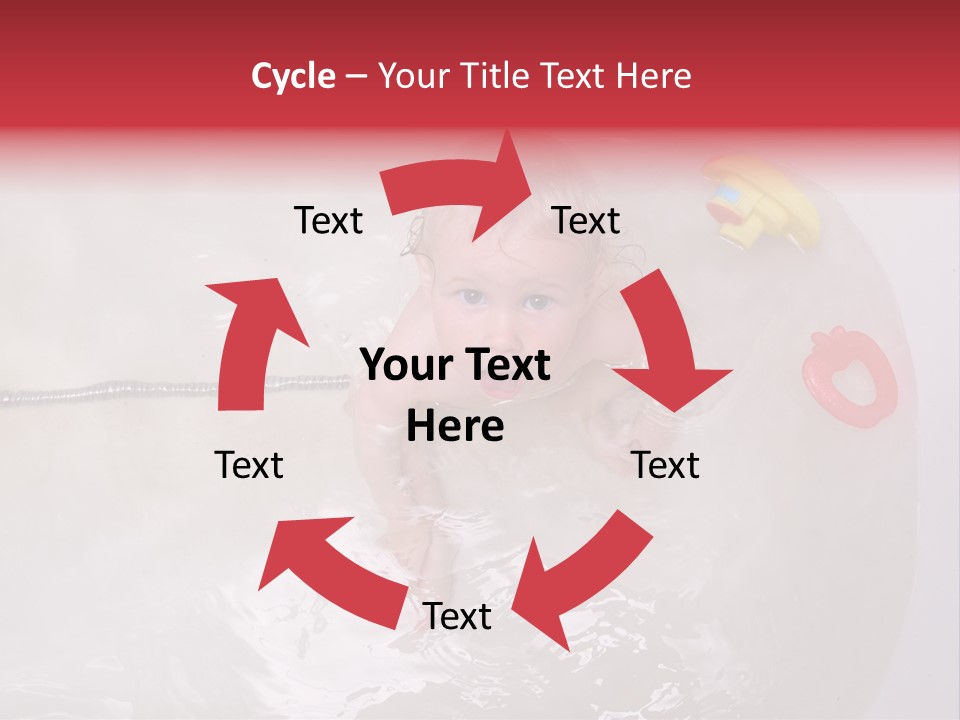 A Baby In A Bathtub With Toys In It PowerPoint Template