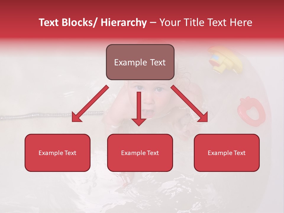 A Baby In A Bathtub With Toys In It PowerPoint Template