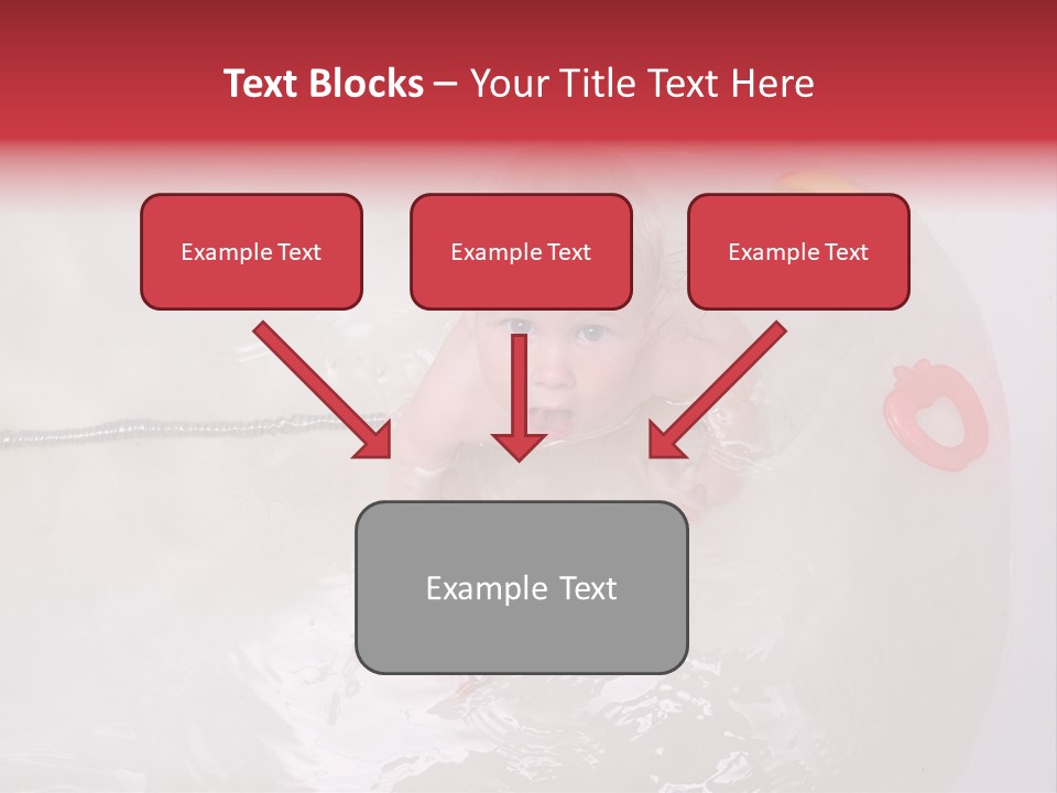 A Baby In A Bathtub With Toys In It PowerPoint Template