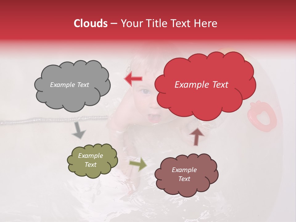 A Baby In A Bathtub With Toys In It PowerPoint Template