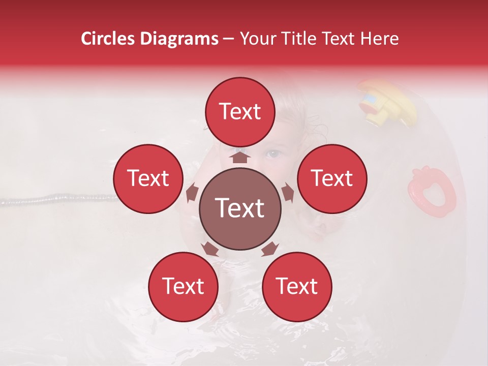 A Baby In A Bathtub With Toys In It PowerPoint Template