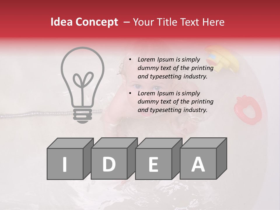 A Baby In A Bathtub With Toys In It PowerPoint Template