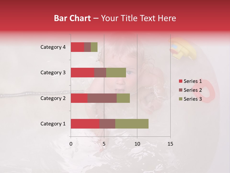 A Baby In A Bathtub With Toys In It PowerPoint Template