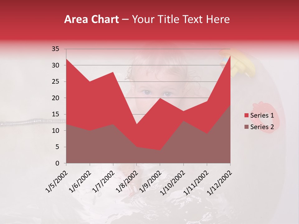 A Baby In A Bathtub With Toys In It PowerPoint Template