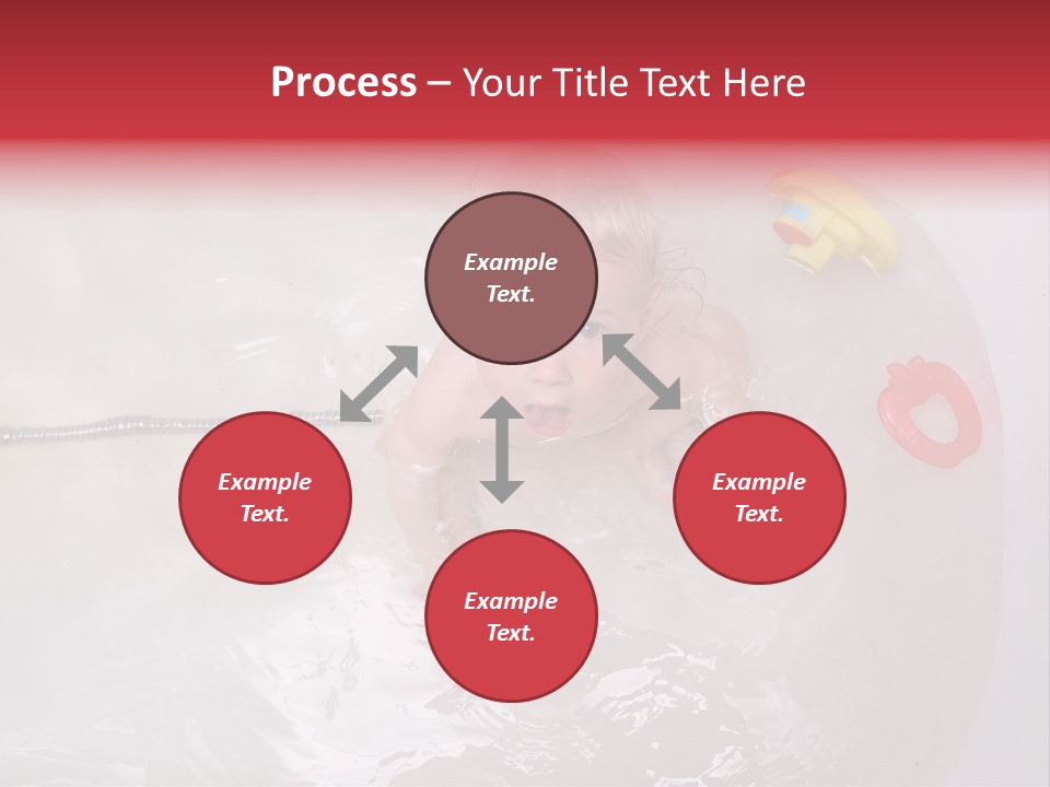 A Baby In A Bathtub With Toys In It PowerPoint Template