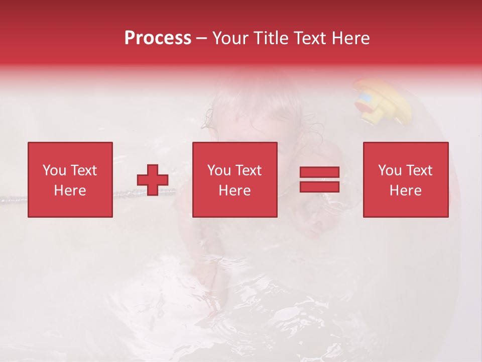 A Baby In A Bathtub With Toys In It PowerPoint Template