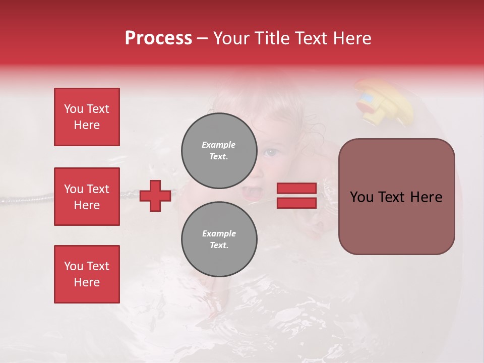 A Baby In A Bathtub With Toys In It PowerPoint Template