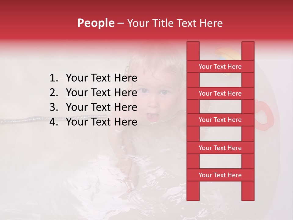 A Baby In A Bathtub With Toys In It PowerPoint Template