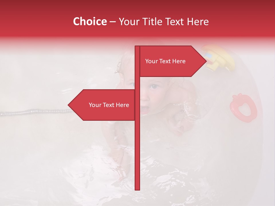 A Baby In A Bathtub With Toys In It PowerPoint Template