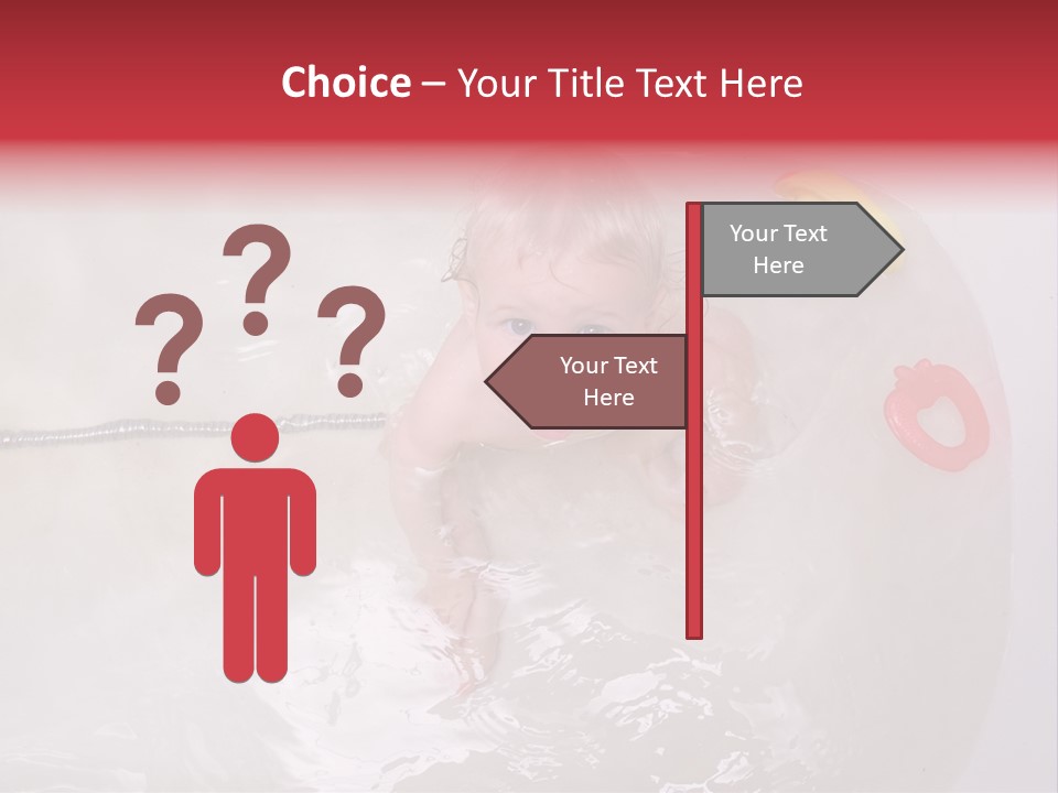 A Baby In A Bathtub With Toys In It PowerPoint Template