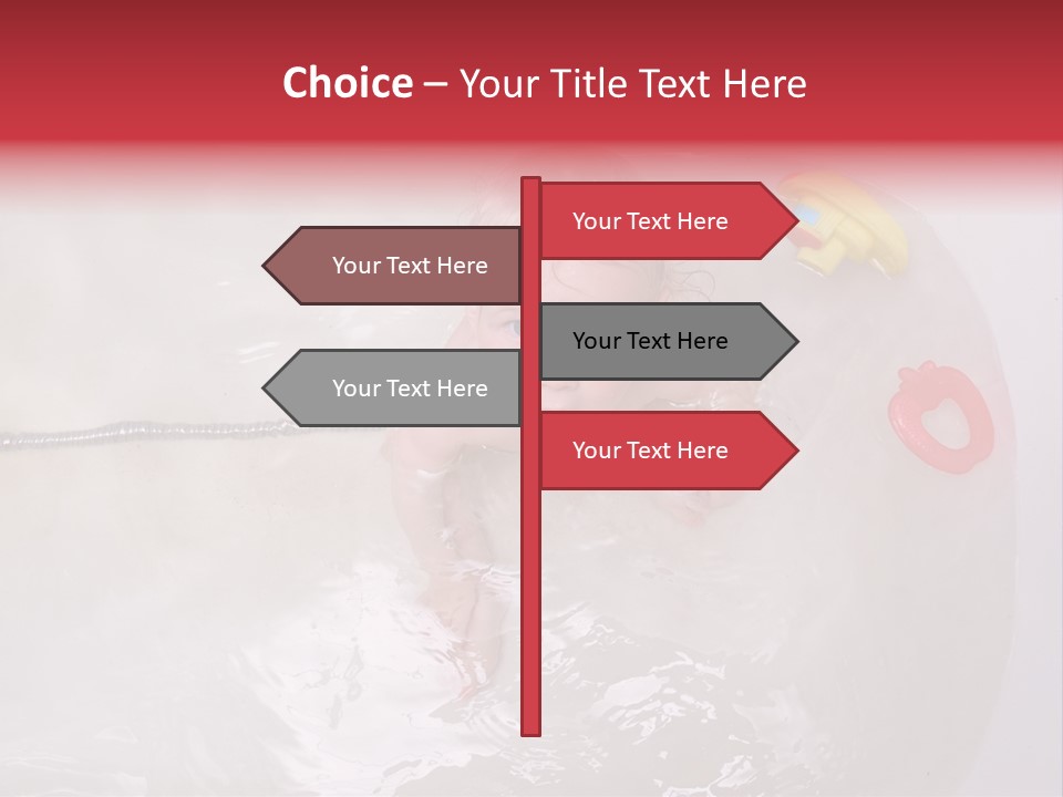 A Baby In A Bathtub With Toys In It PowerPoint Template