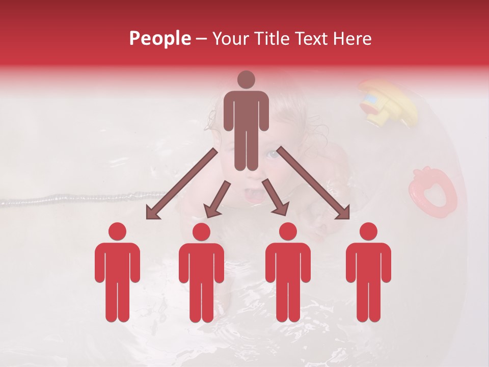 A Baby In A Bathtub With Toys In It PowerPoint Template