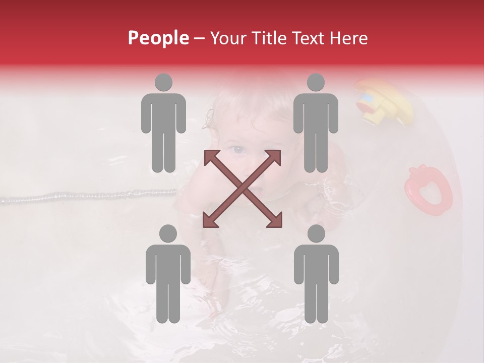 A Baby In A Bathtub With Toys In It PowerPoint Template