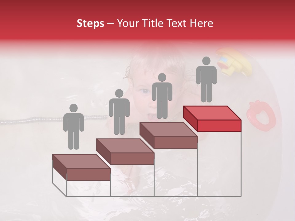 A Baby In A Bathtub With Toys In It PowerPoint Template