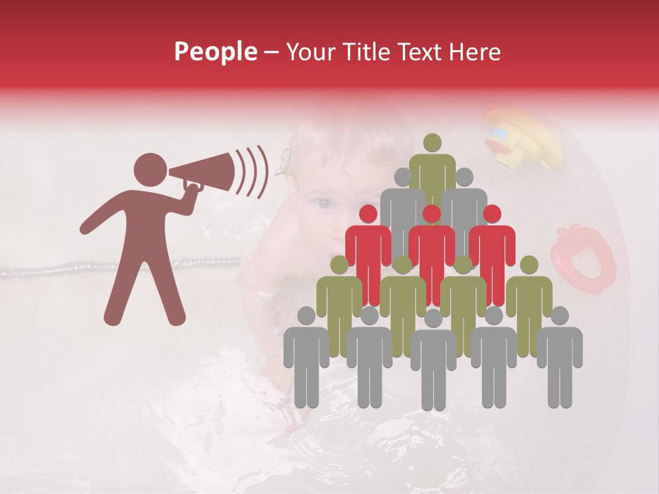 A Baby In A Bathtub With Toys In It PowerPoint Template