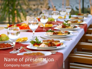 Party Table In Front Of Istanbul PowerPoint Template