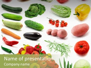 Large Page Of Vegetables Isolated On The White Background PowerPoint Template