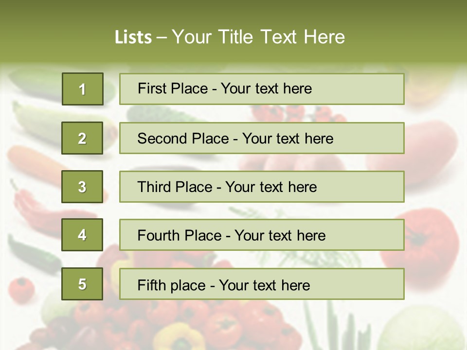 Large Page Of Vegetables Isolated On The White Background PowerPoint Template