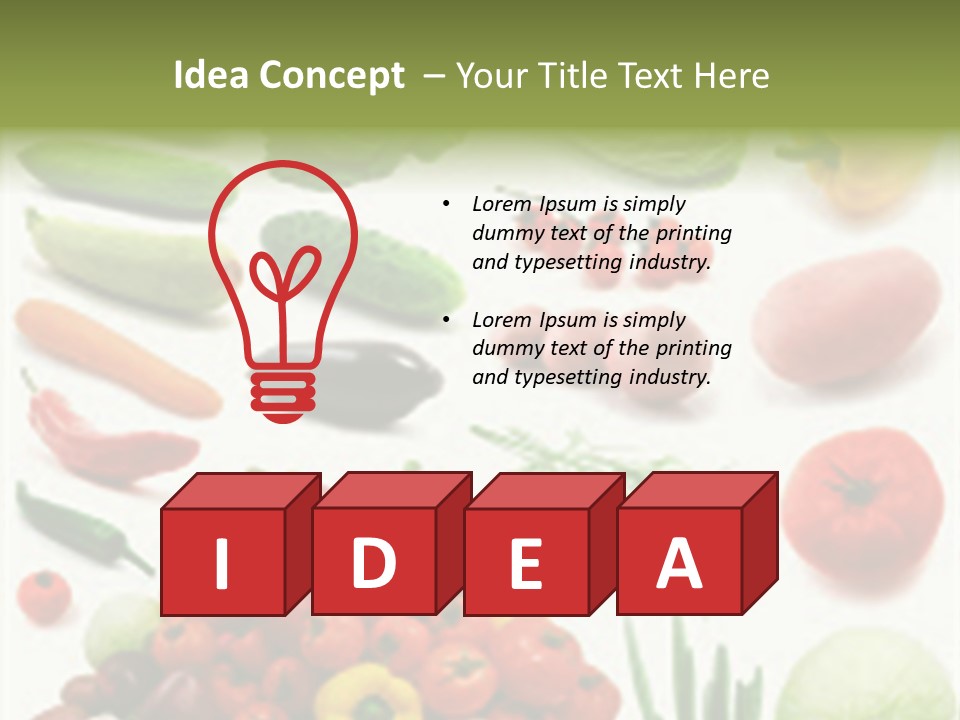 Large Page Of Vegetables Isolated On The White Background PowerPoint Template