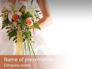 The Bride With A Wedding Bouquet PowerPoint Template