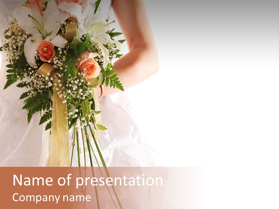 The Bride With A Wedding Bouquet PowerPoint Template