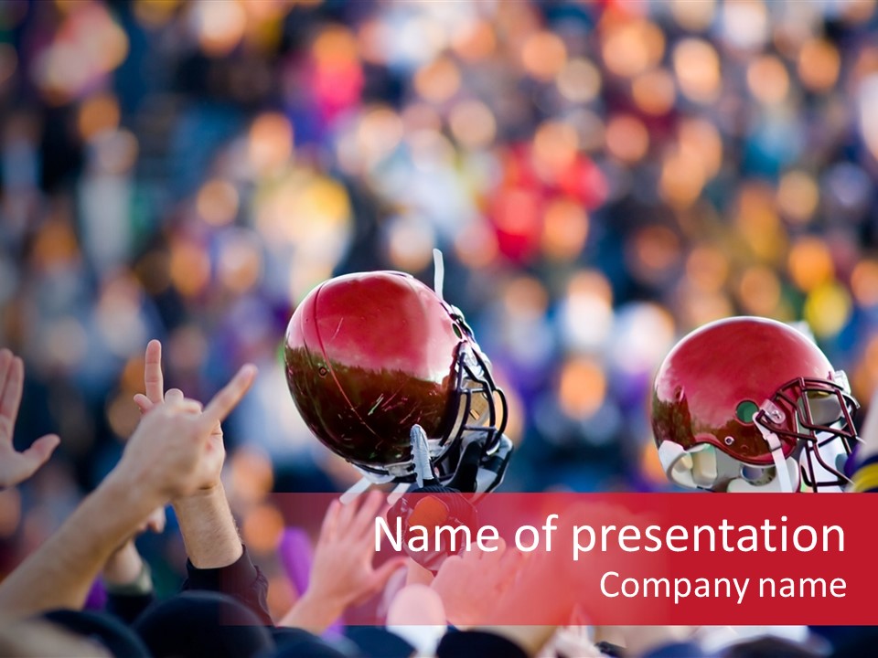 A Football Victory With Red Helmet PowerPoint Template