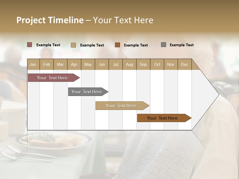 An Smiling Elderly Woman Sits Down To Enjoy A Meal At Her Nursing Home Care Center With A Sunny Background. PowerPoint Template