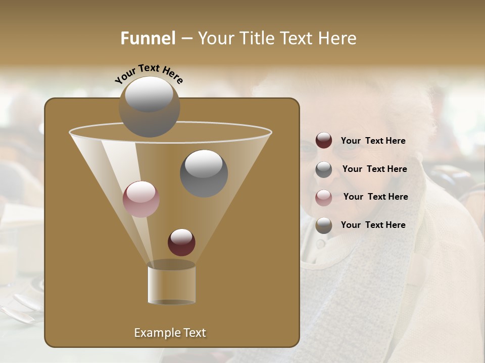 An Smiling Elderly Woman Sits Down To Enjoy A Meal At Her Nursing Home Care Center With A Sunny Background. PowerPoint Template