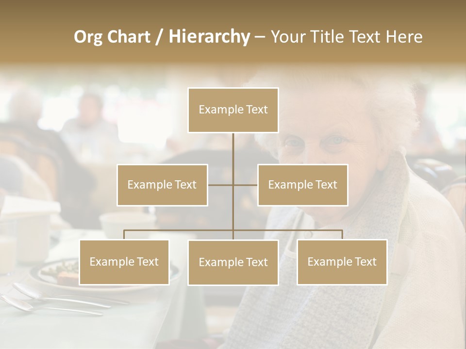 An Smiling Elderly Woman Sits Down To Enjoy A Meal At Her Nursing Home Care Center With A Sunny Background. PowerPoint Template