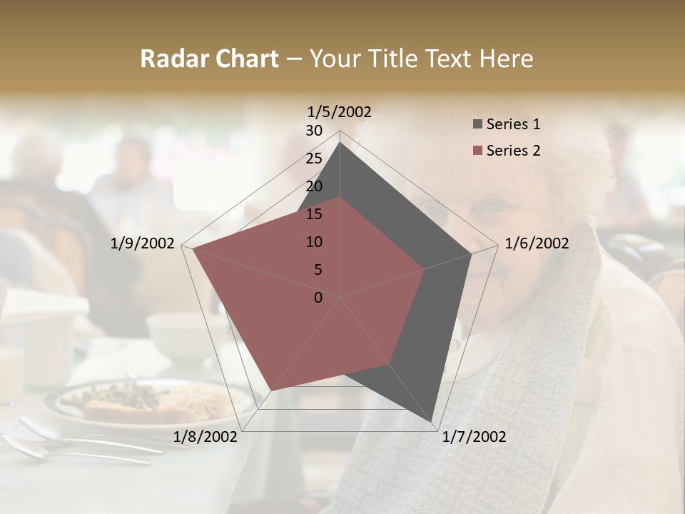An Smiling Elderly Woman Sits Down To Enjoy A Meal At Her Nursing Home Care Center With A Sunny Background. PowerPoint Template