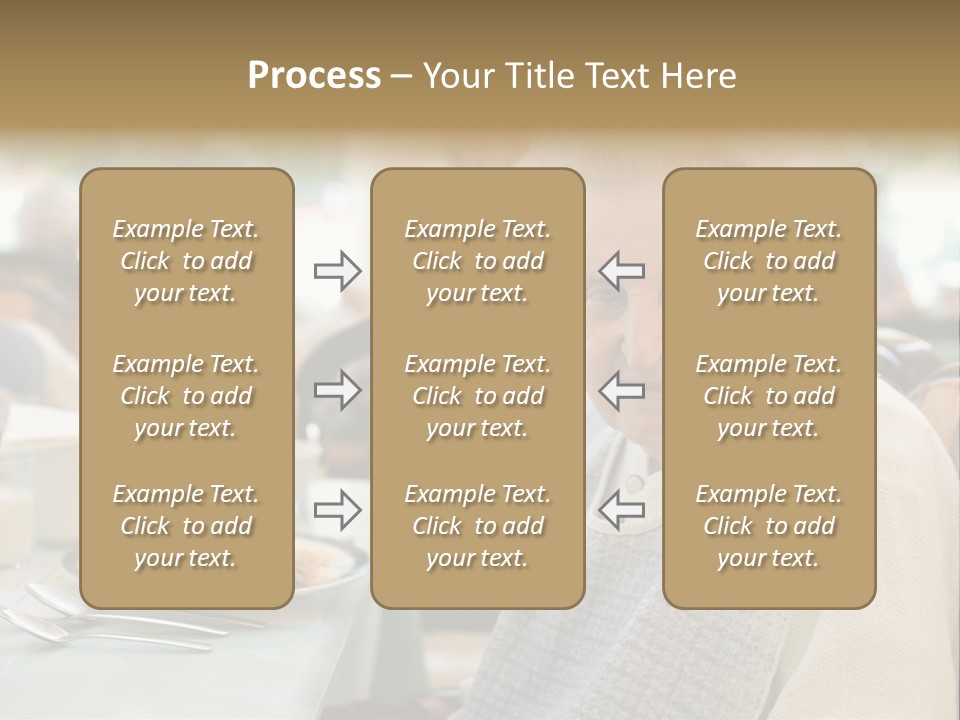 An Smiling Elderly Woman Sits Down To Enjoy A Meal At Her Nursing Home Care Center With A Sunny Background. PowerPoint Template