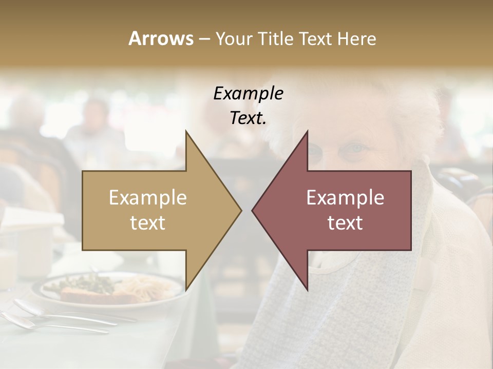 An Smiling Elderly Woman Sits Down To Enjoy A Meal At Her Nursing Home Care Center With A Sunny Background. PowerPoint Template