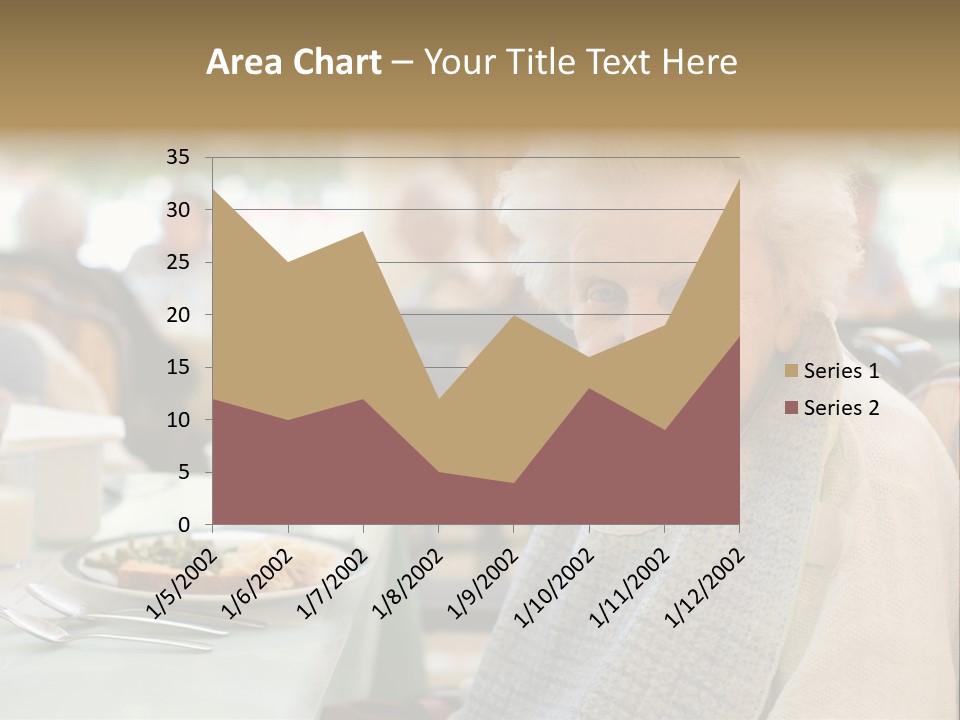 An Smiling Elderly Woman Sits Down To Enjoy A Meal At Her Nursing Home Care Center With A Sunny Background. PowerPoint Template