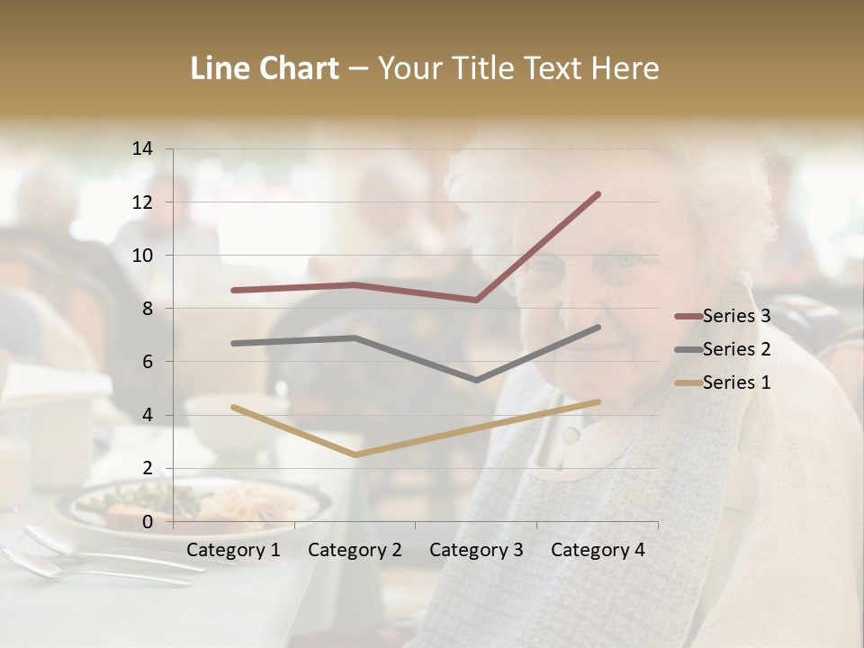 An Smiling Elderly Woman Sits Down To Enjoy A Meal At Her Nursing Home Care Center With A Sunny Background. PowerPoint Template