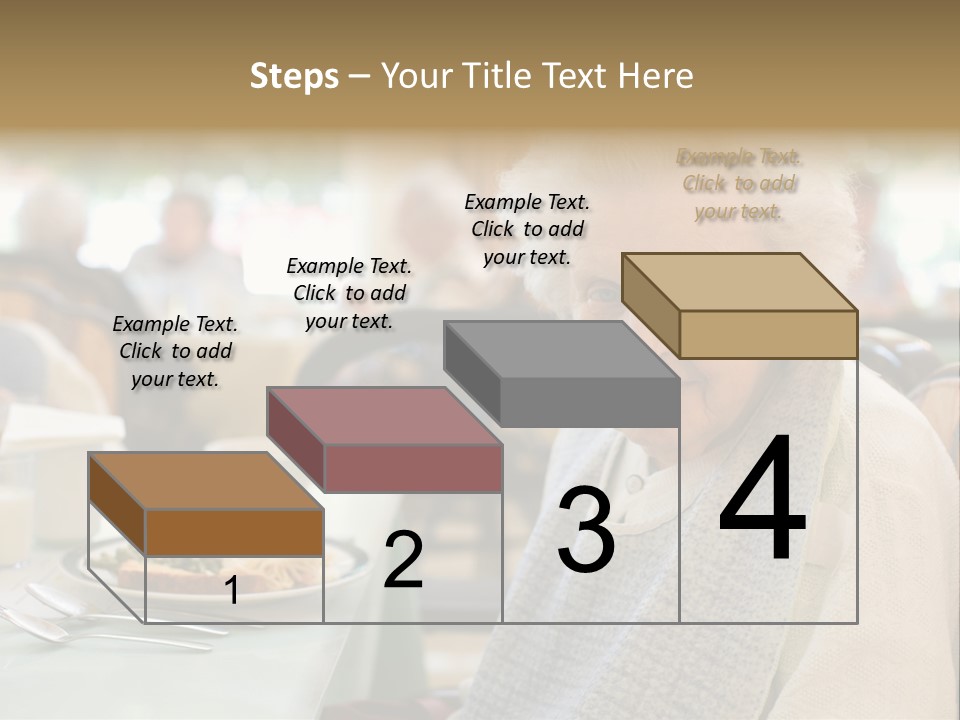 An Smiling Elderly Woman Sits Down To Enjoy A Meal At Her Nursing Home Care Center With A Sunny Background. PowerPoint Template