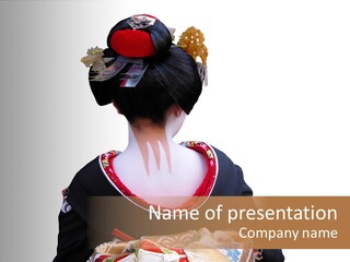 Unusual And Very Characteristic Painted Neck Of A Geisha.,Over White Background. PowerPoint Template