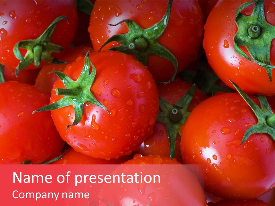 Wet Whole Tomatos Arranged At The Market PowerPoint Template