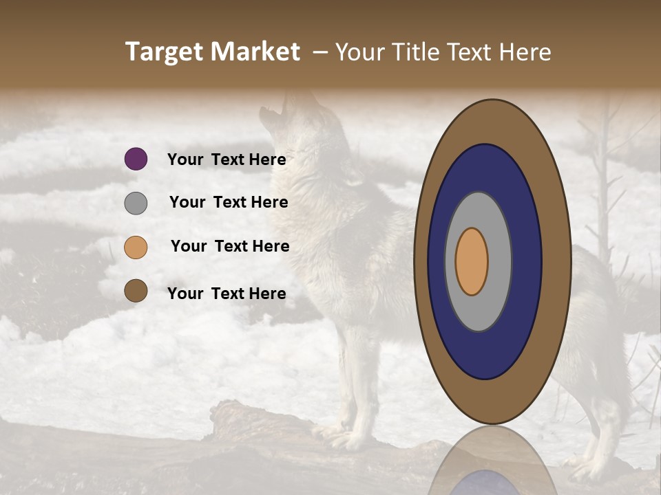 Lone Wolf Howling In Winter. PowerPoint Template