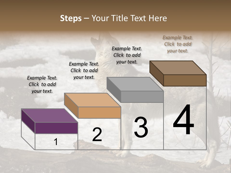 Lone Wolf Howling In Winter. PowerPoint Template