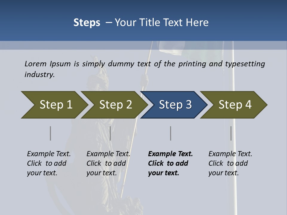 Statue And Irish Flag On Top Of The Gpo In Dublin City Shot From Below With Plenty Of Bright Blue Sky PowerPoint Template