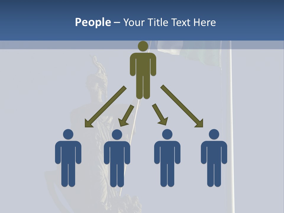 Statue And Irish Flag On Top Of The Gpo In Dublin City Shot From Below With Plenty Of Bright Blue Sky PowerPoint Template